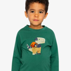 Long Sleeve Organic Cotton T-Shirt Green - Image 4