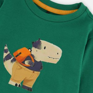 Baby Long Sleeve Organic Cotton T-Shirt Green - Image 3
