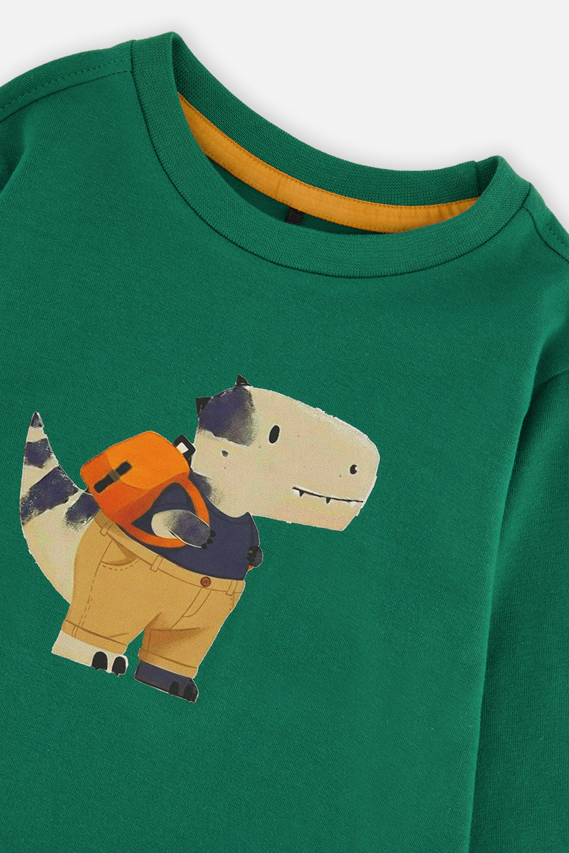 Baby Long Sleeve Organic Cotton T-Shirt Green - Image 3