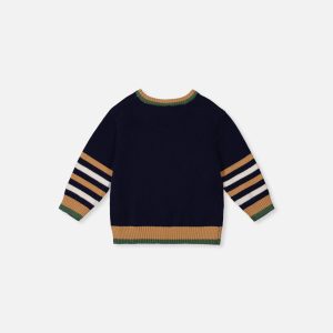 Alternative view of Baby Knit Sweater With Intarsia Dark Blue, Brown And Beige
