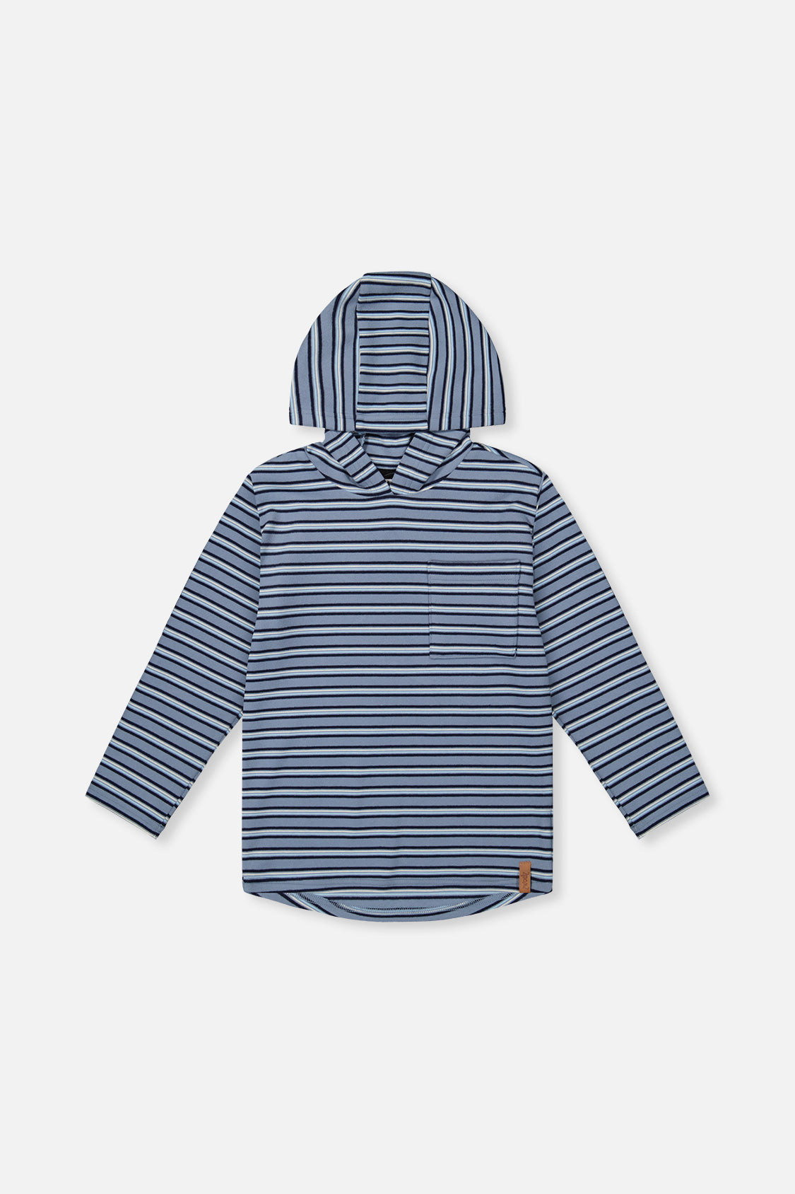 Striped Brushed Jersey Hooded T-Shirt Blue And White - Image 6