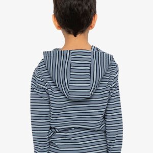 Striped Brushed Jersey Hooded T-Shirt Blue And White - Image 3