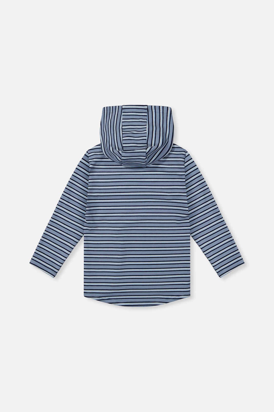 Striped Brushed Jersey Hooded T-Shirt Blue And White - Image 5