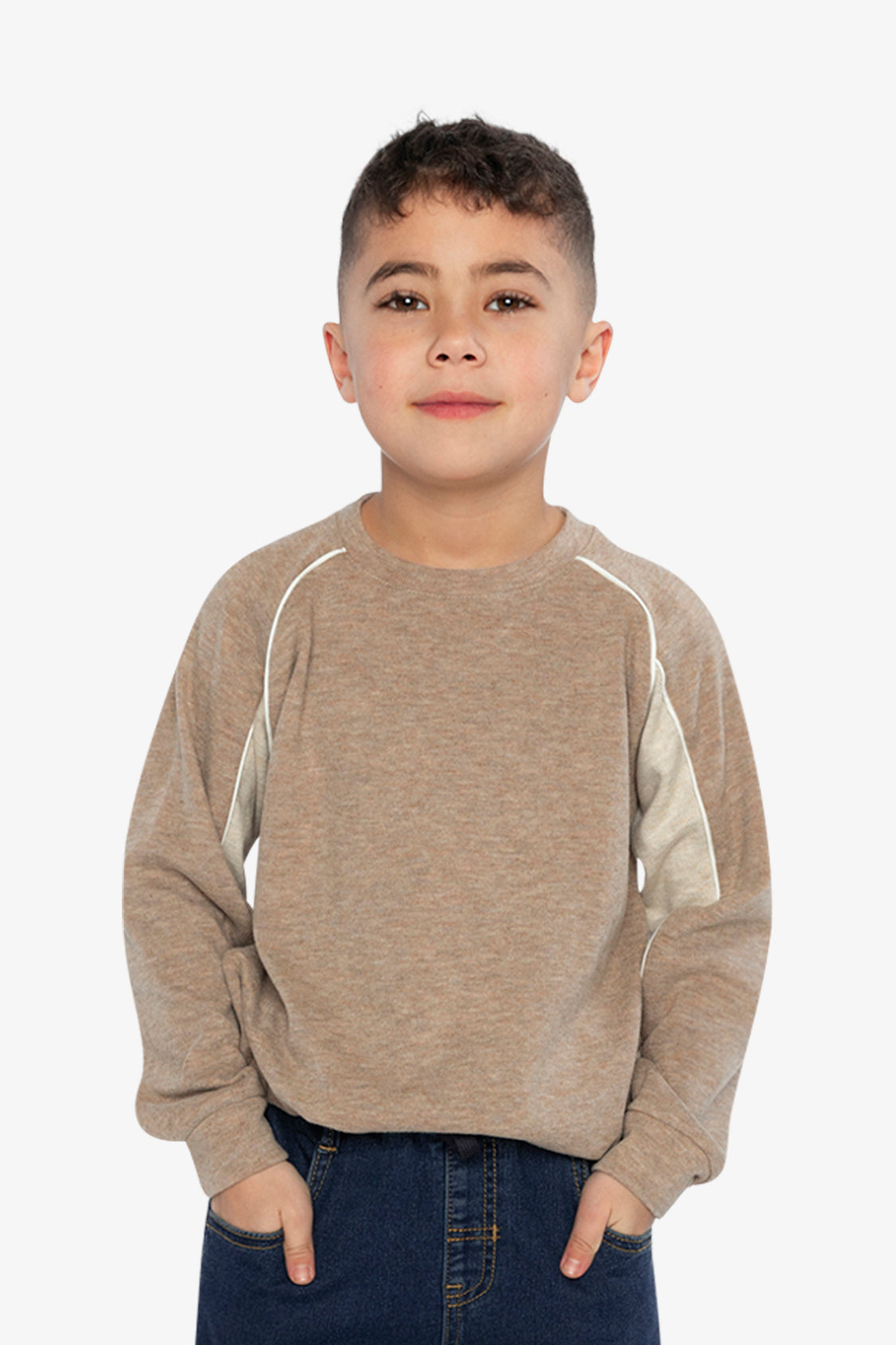 Brushed Jersey Top With Raglan Sleeves Taupe - Image 2