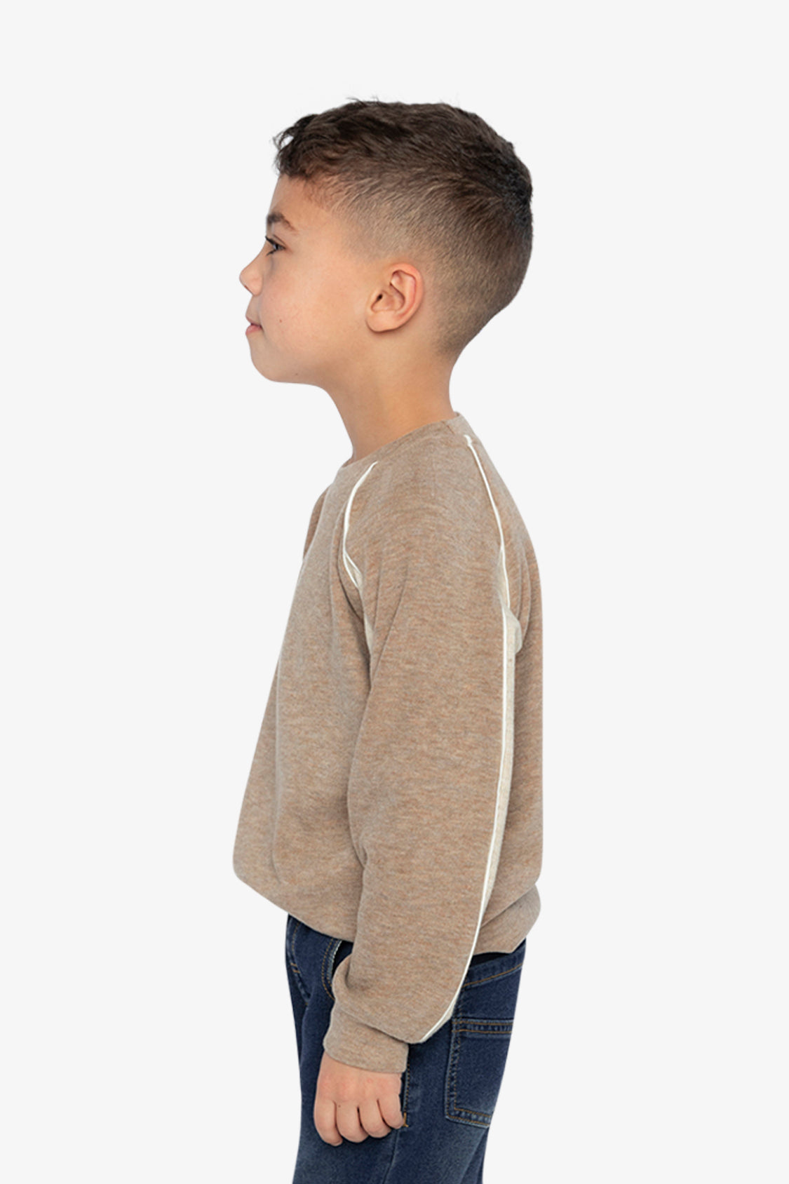 Brushed Jersey Top With Raglan Sleeves Taupe - Image 3