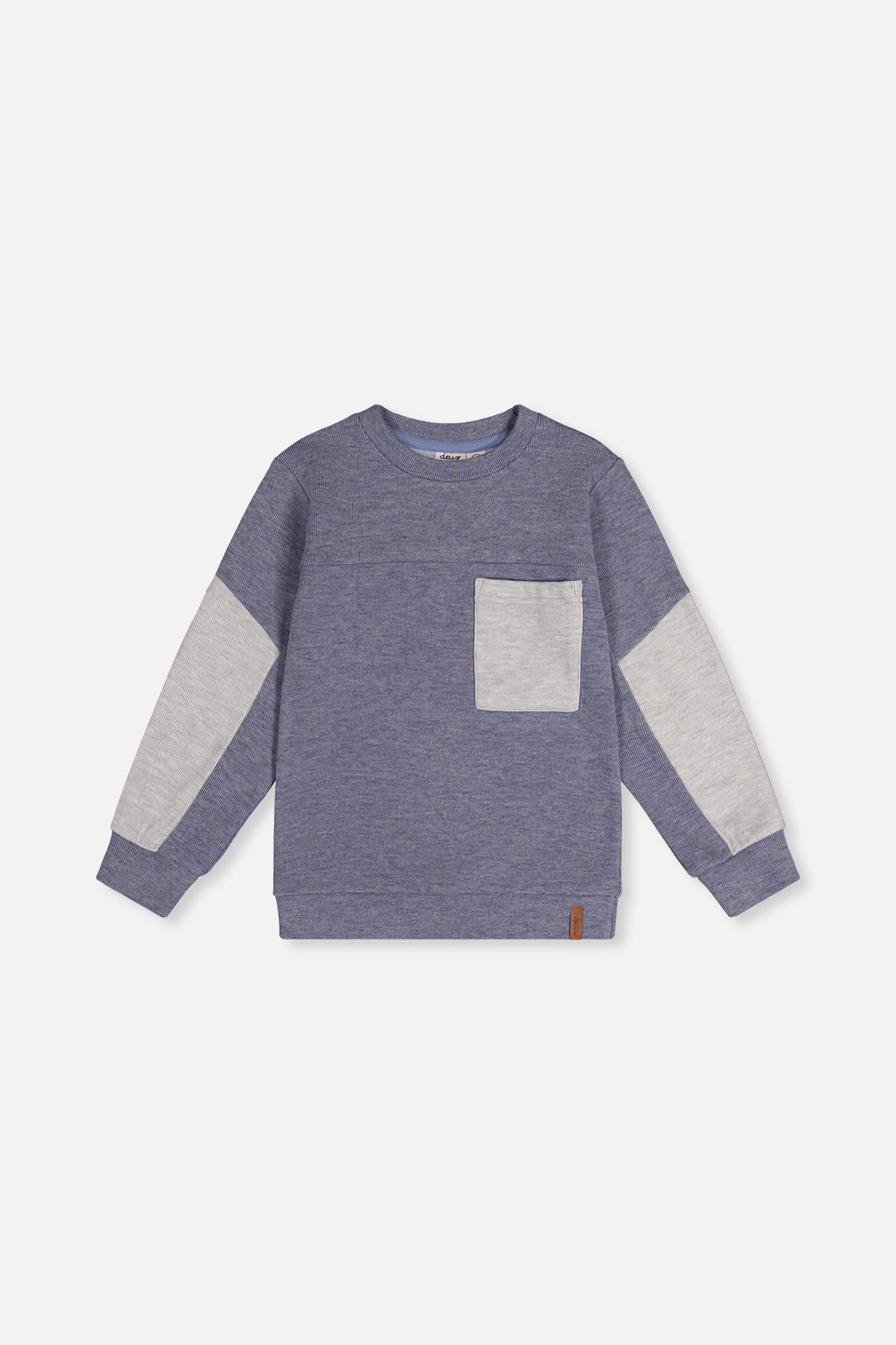 Colorblock Brushed Jersey Top With Chest Pocket Blue-Grey - Image 11