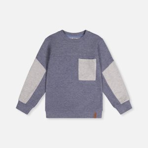 Colorblock Brushed Jersey Top With Chest Pocket Blue-Grey - Image 13