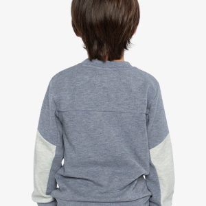 Colorblock Brushed Jersey Top With Chest Pocket Blue-Grey - Image 4