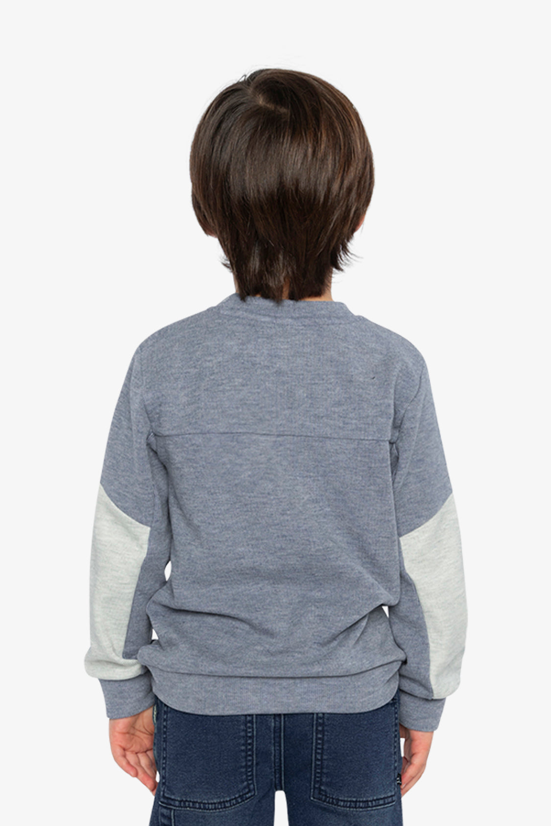 Colorblock Brushed Jersey Top With Chest Pocket Blue-Grey - Image 4