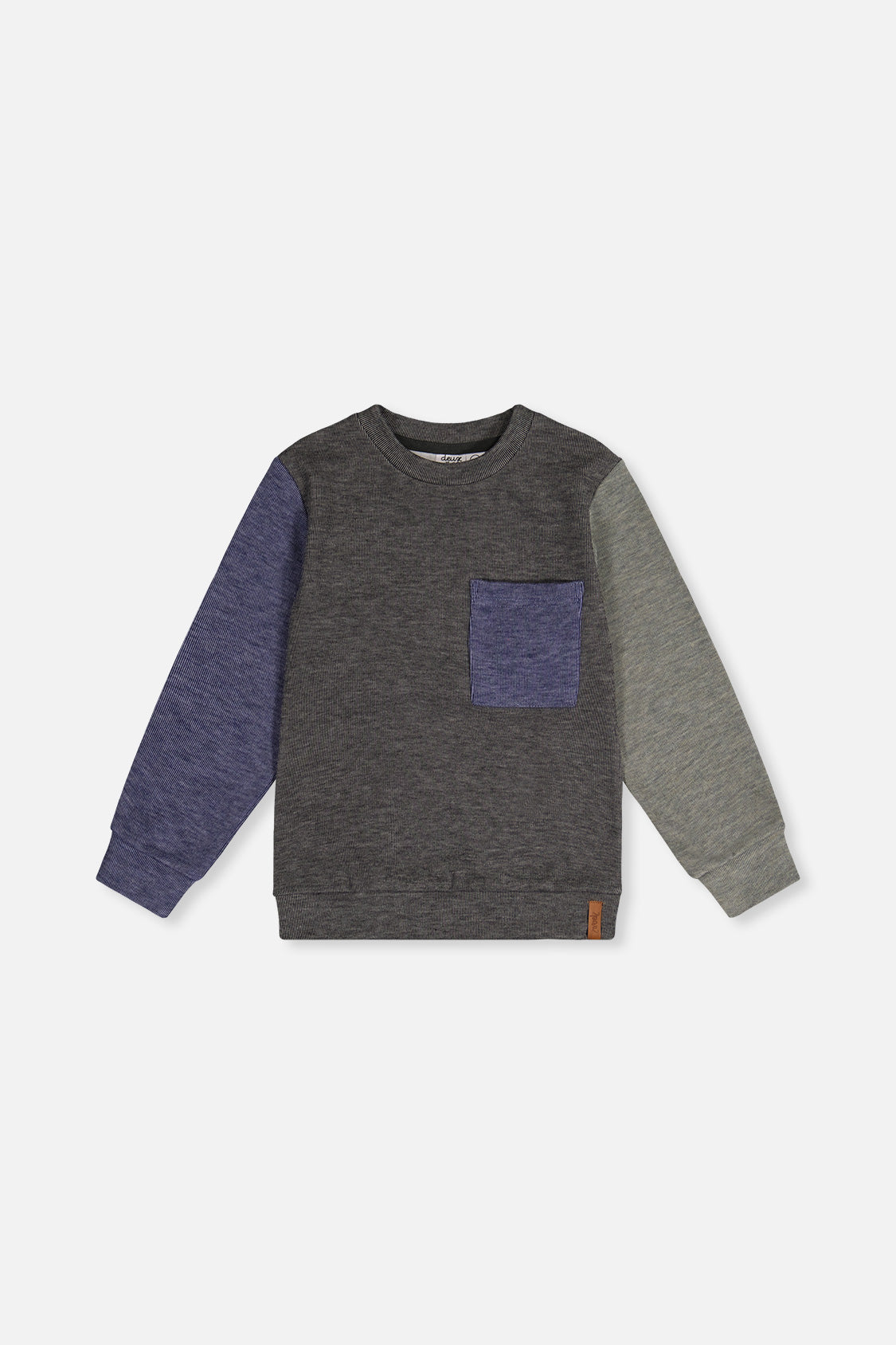 Colorblock Brushed Jersey Top With Chest Pocket Grey Brown - Image 10