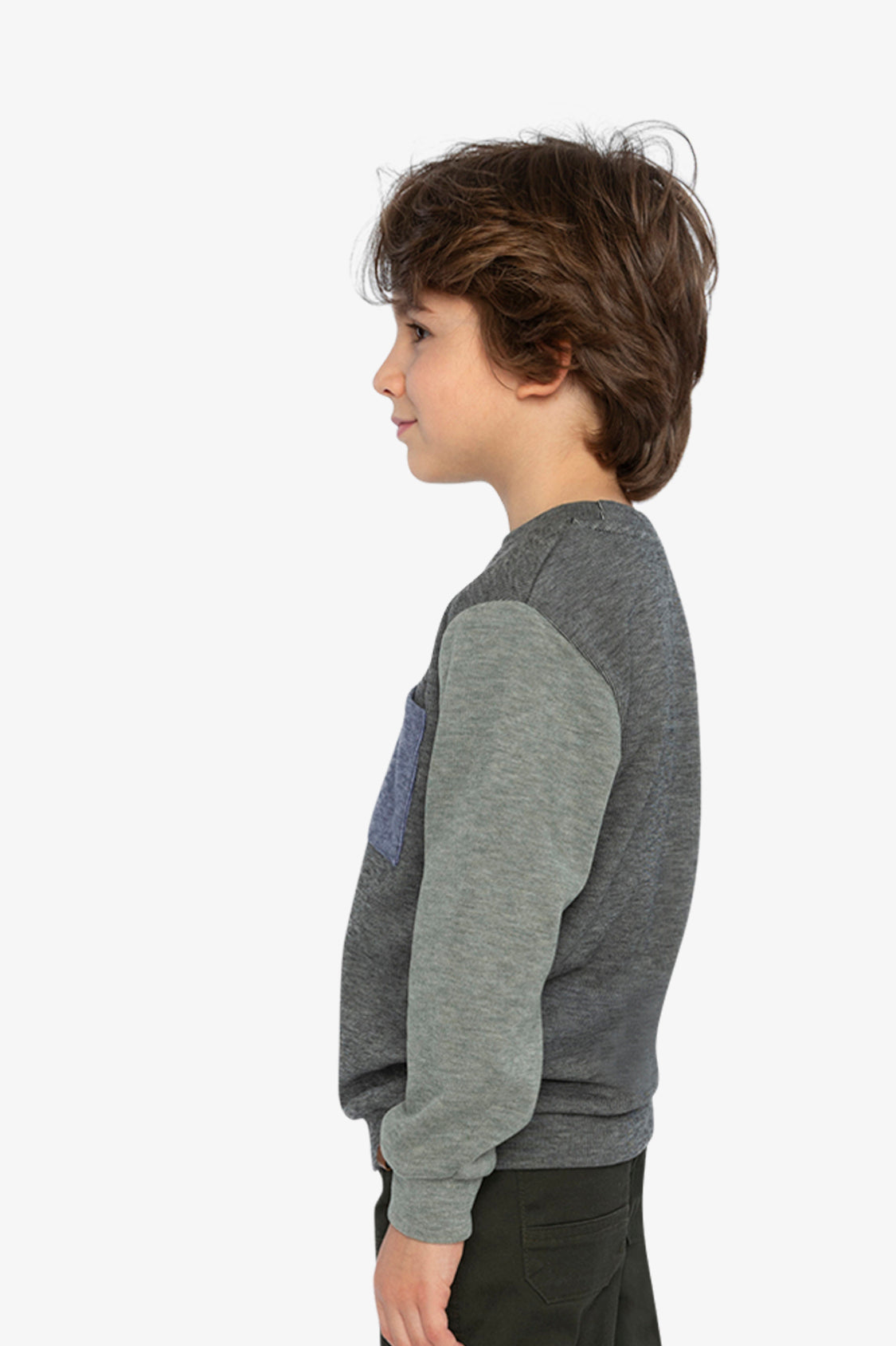 Colorblock Brushed Jersey Top With Chest Pocket Grey Brown - Image 3