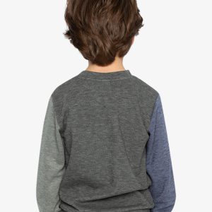 Colorblock Brushed Jersey Top With Chest Pocket Grey Brown - Image 4
