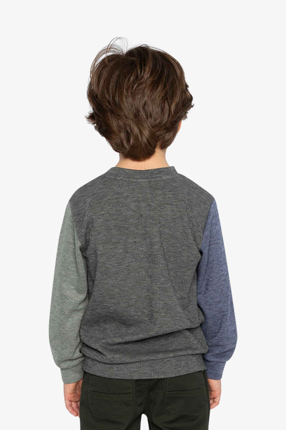 Colorblock Brushed Jersey Top With Chest Pocket Grey Brown - Image 4