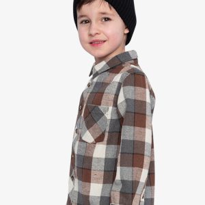 Flannel Shirt Grey And Beige Plaid - Image 3