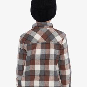 Flannel Shirt Grey And Beige Plaid - Image 4