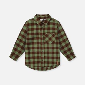 Brushed Flannel Shirt Green And Brown Plaid - Image 10