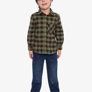 Brushed Flannel Shirt Green And Brown Plaid - Image 5