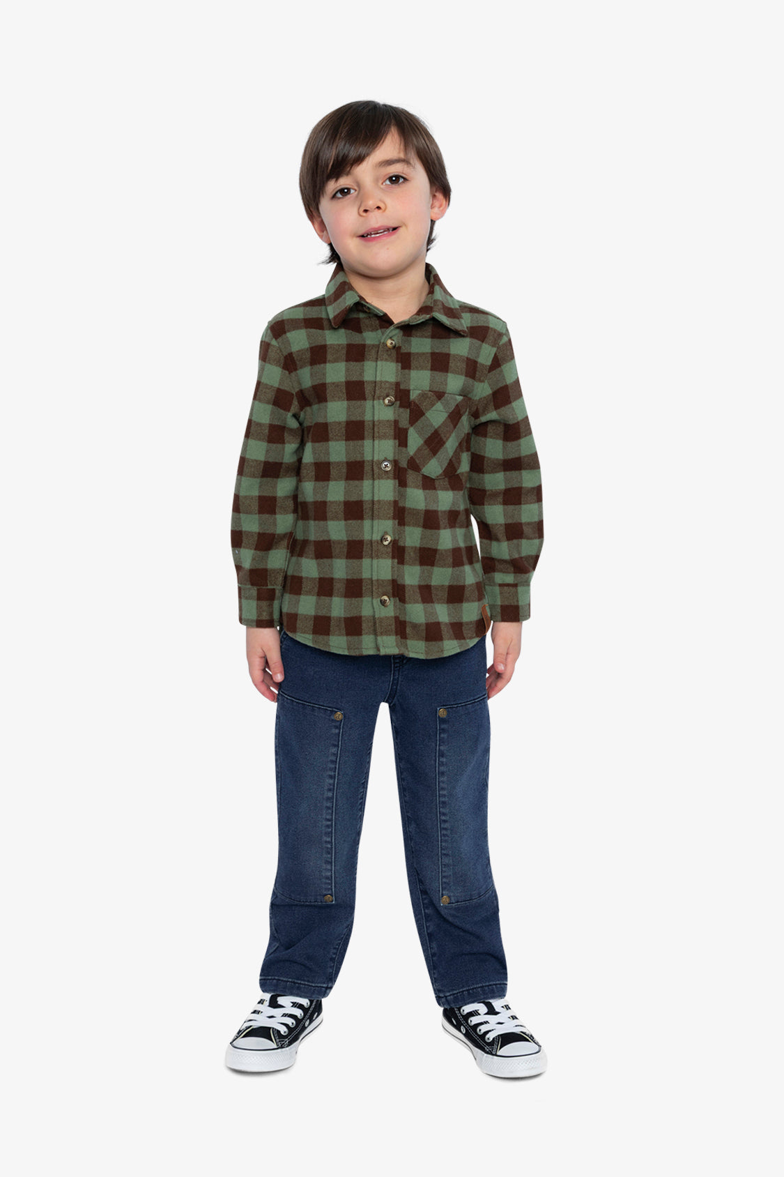 Brushed Flannel Shirt Green And Brown Plaid - Image 5