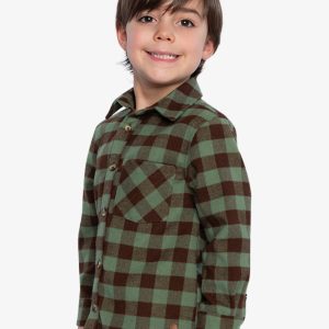 Brushed Flannel Shirt Green And Brown Plaid - Image 3