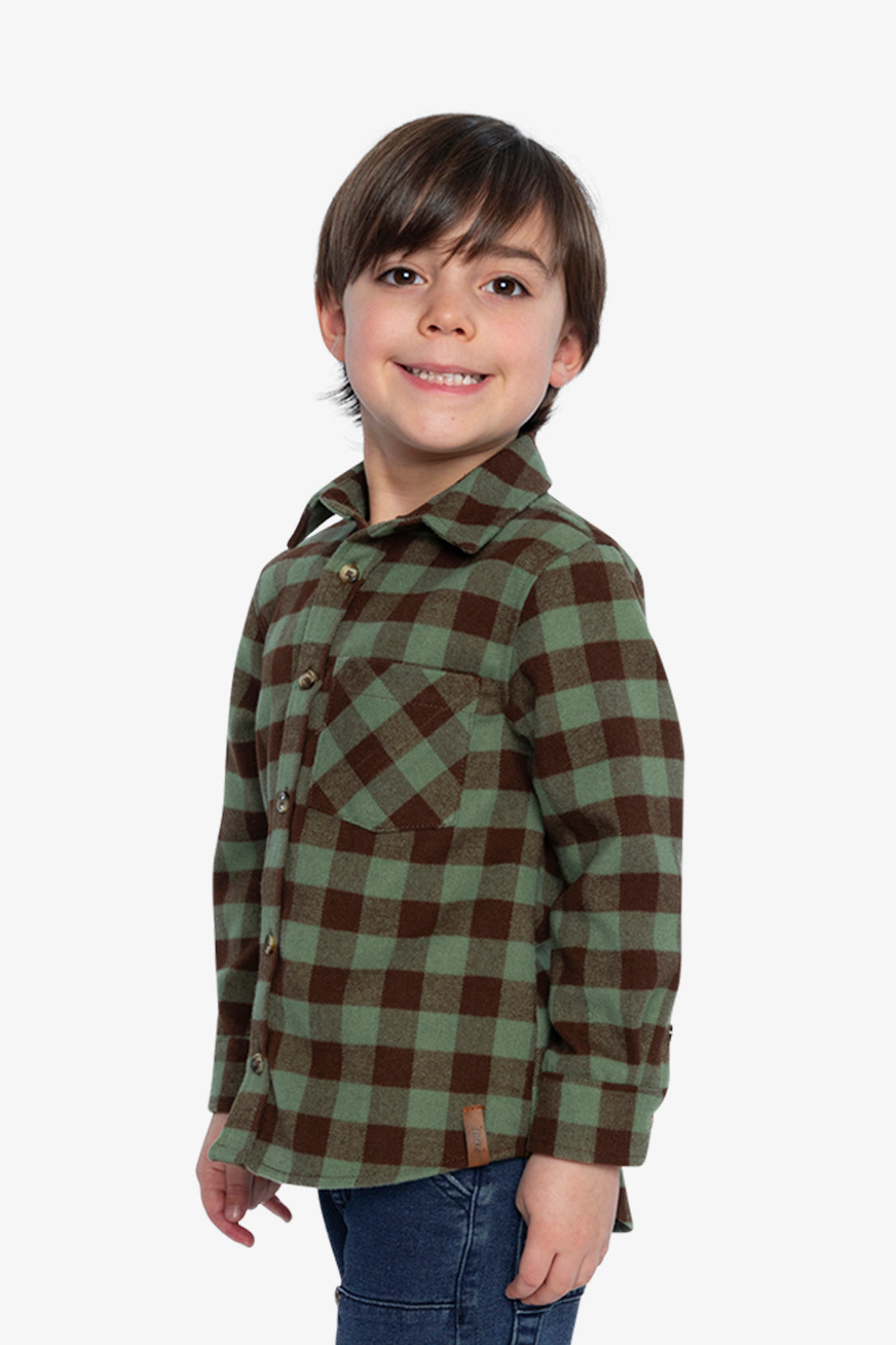 Brushed Flannel Shirt Green And Brown Plaid - Image 3
