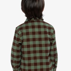 Brushed Flannel Shirt Green And Brown Plaid - Image 4