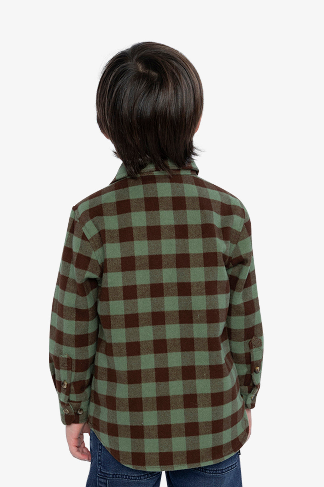 Brushed Flannel Shirt Green And Brown Plaid - Image 4