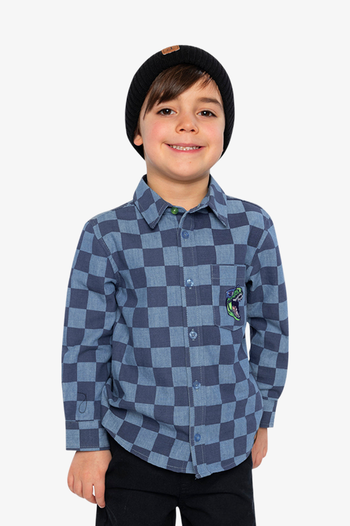 Chambray Shirt Blue Checkered Print - Image 2