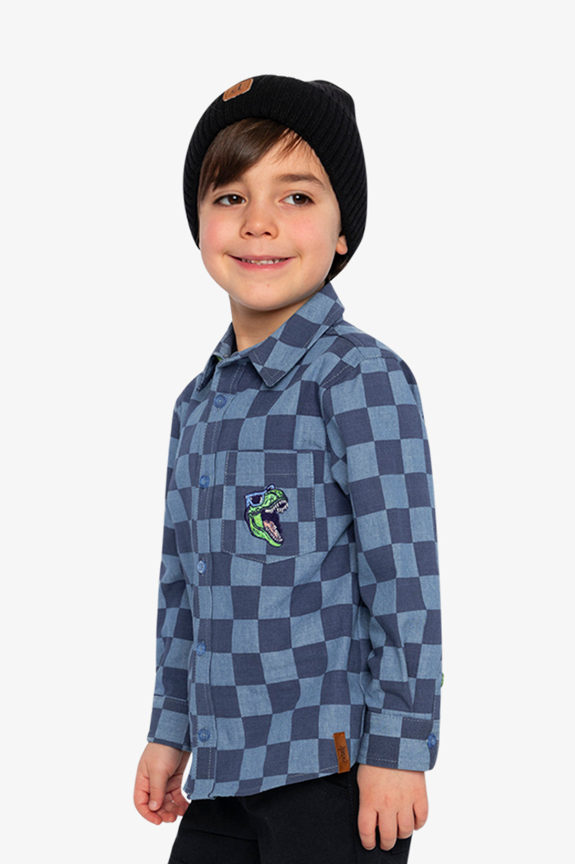 Chambray Shirt Blue Checkered Print - Image 3