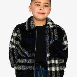 Zipped Overshirt Black And Blue Plaid - Image 3