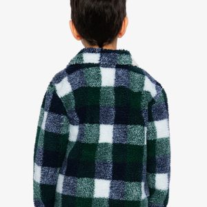 Zipped Overshirt Blue And Green Checks - Image 5