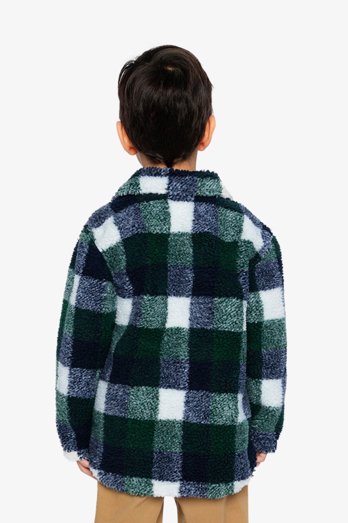 Zipped Overshirt Blue And Green Checks - Image 5