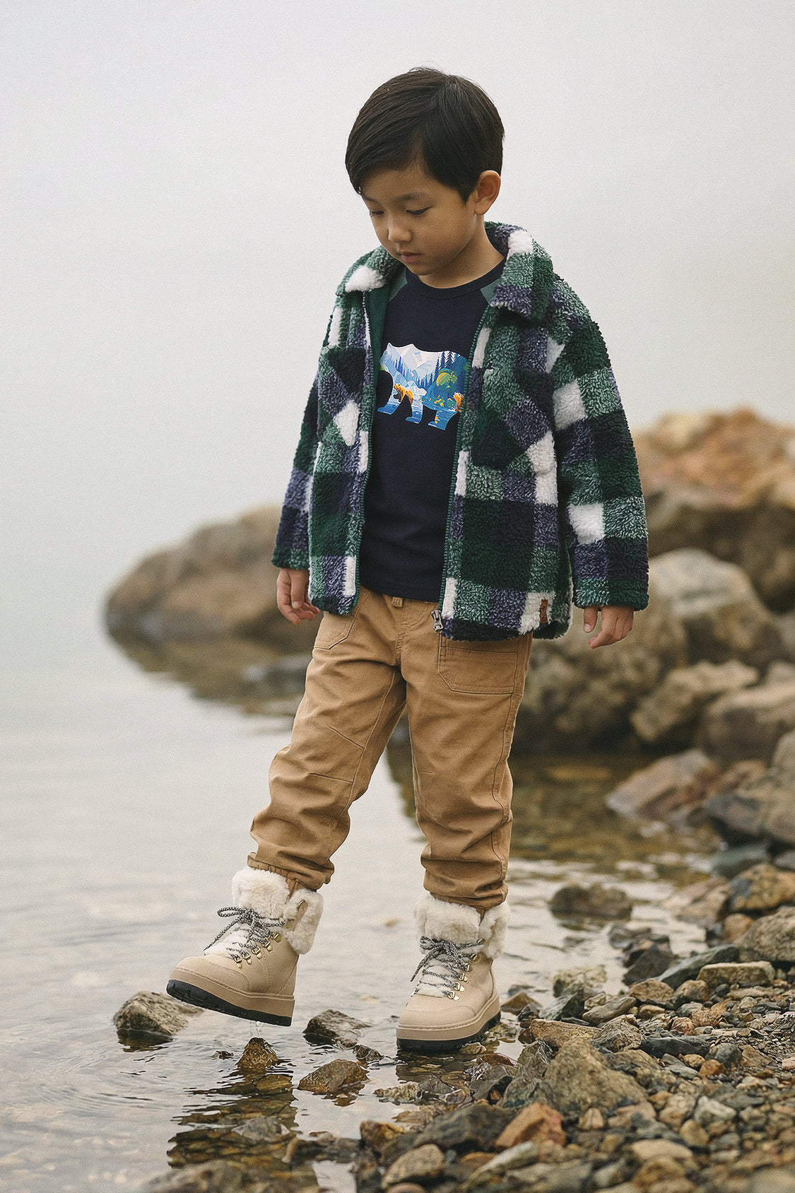 Zipped Overshirt Blue And Green Checks - Image 2