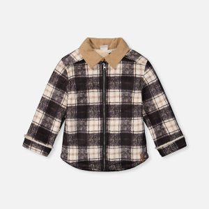 Brushed Plaid Zipped Jacket Blue And Beige Checks - Image 14
