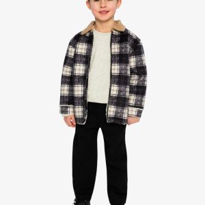 Brushed Plaid Zipped Jacket Blue And Beige Checks - Image 5