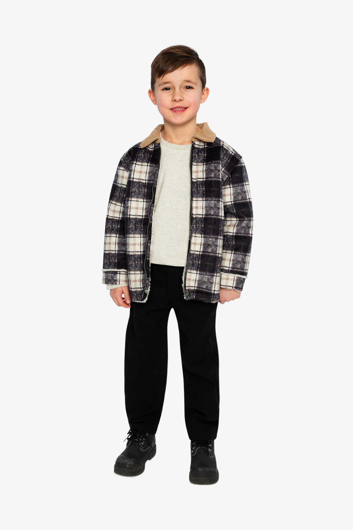 Brushed Plaid Zipped Jacket Blue And Beige Checks - Image 5