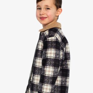 Brushed Plaid Zipped Jacket Blue And Beige Checks - Image 3