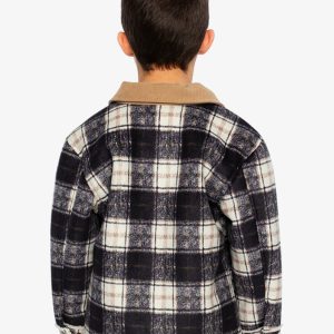 Brushed Plaid Zipped Jacket Blue And Beige Checks - Image 4
