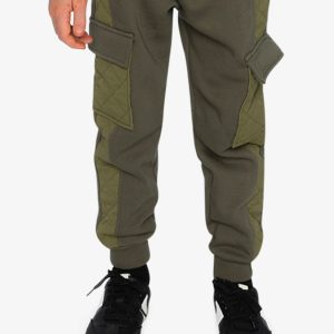 Fleece Bi-Material Sweatpants With Pockets Green - Image 3