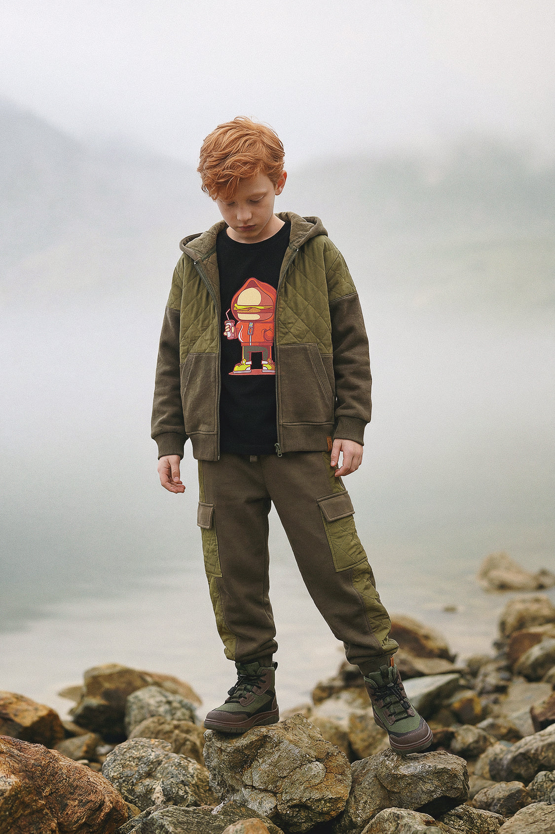 Fleece Bi-Material Sweatpants With Pockets Green - Image 2