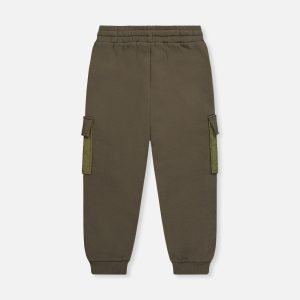 Fleece Bi-Material Sweatpants With Pockets Green - Image 4