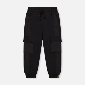 Fleece Bi-Material Sweatpants With Pockets Black