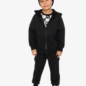 Fleece Bi-Material Sweatpants With Pockets Black - Image 5