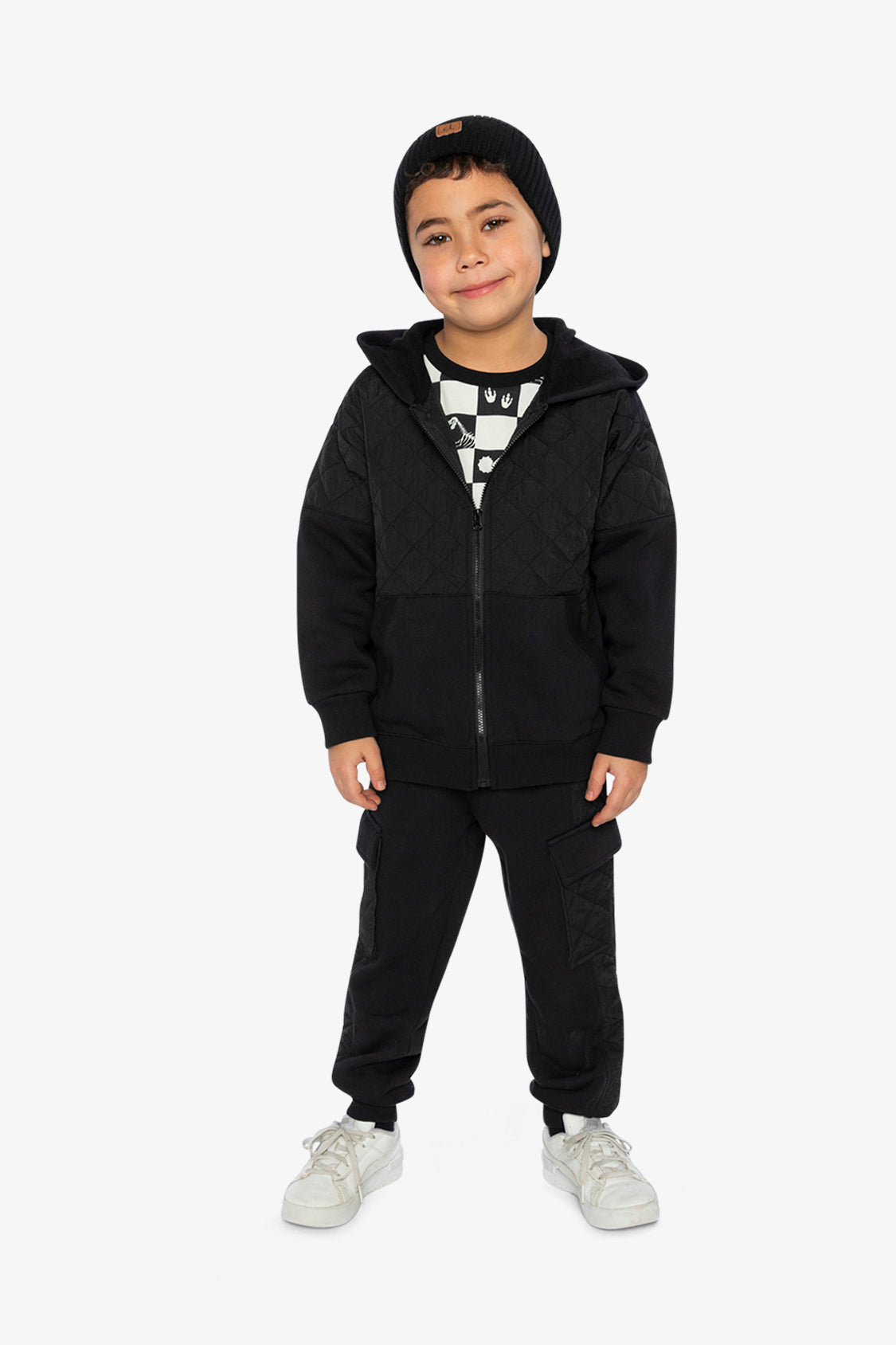 Fleece Bi-Material Sweatpants With Pockets Black - Image 5