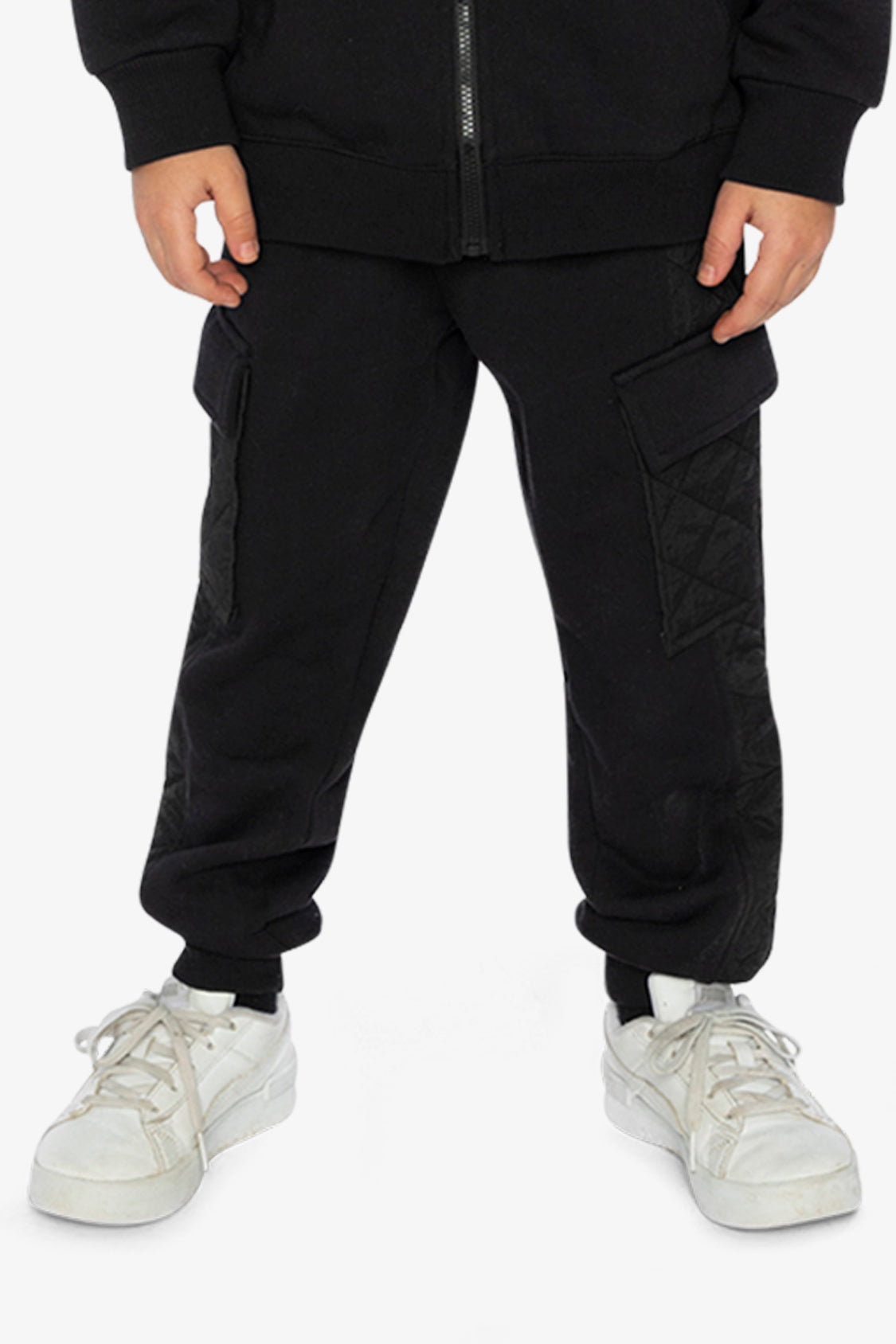 Fleece Bi-Material Sweatpants With Pockets Black - Image 2