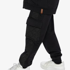 Fleece Bi-Material Sweatpants With Pockets Black - Image 3