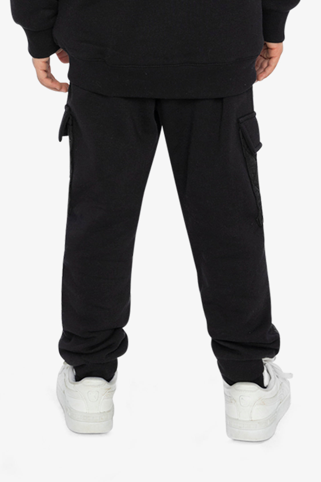 Fleece Bi-Material Sweatpants With Pockets Black - Image 4