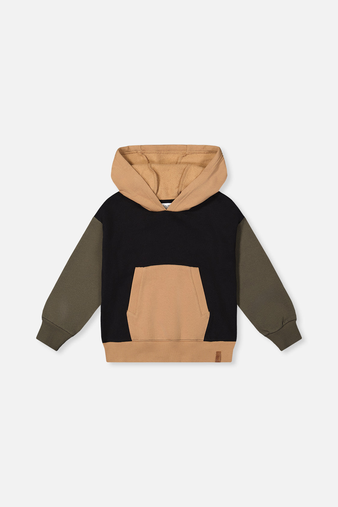 Hooded Colorblock Fleece Cardigan Black, Green And Beige - Image 10