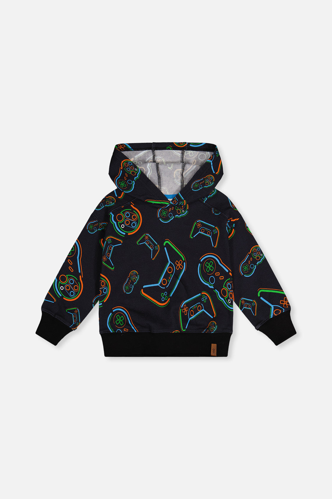 Fleece Hooded Sweatshirt Black Printed Controller - Image 7