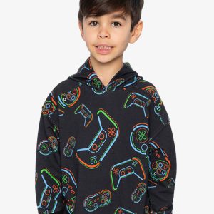 Alternative view of Fleece Hooded Sweatshirt Black Printed Controller
