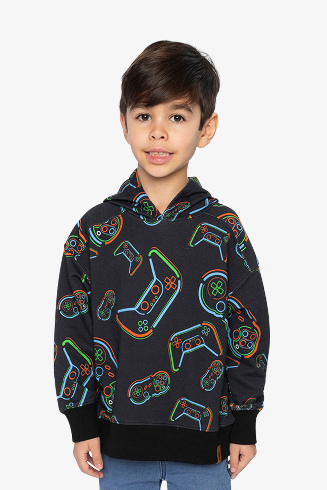 Fleece Hooded Sweatshirt Black Printed Controller - Image 2